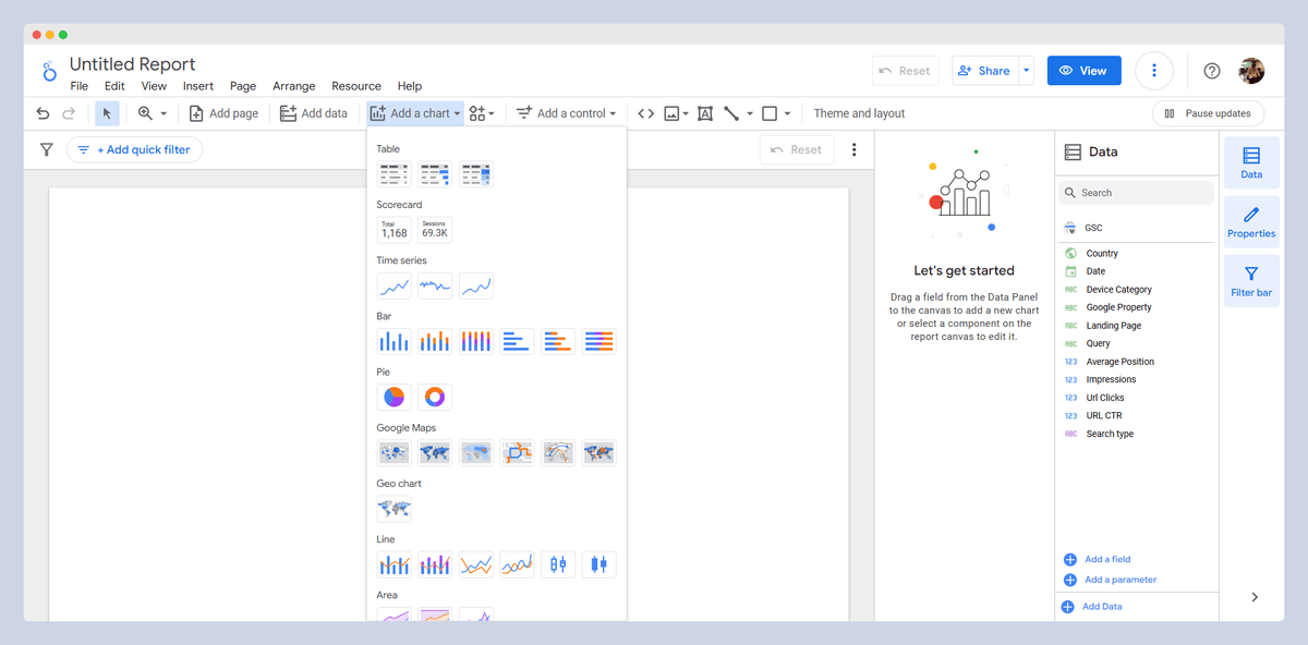 Types of charts in Looker Studio