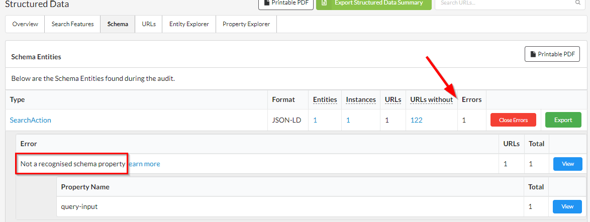 Structured data checker with highlighted metrics.