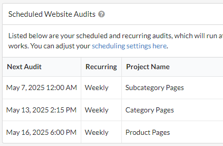 Weekly Recurring Crawls