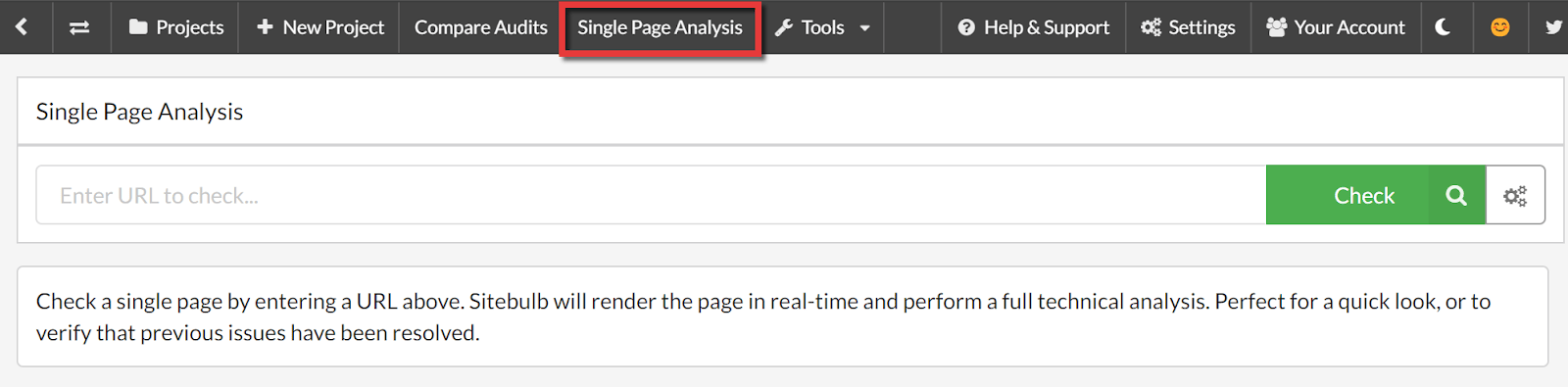 Single Page Analysis in Sitebulb