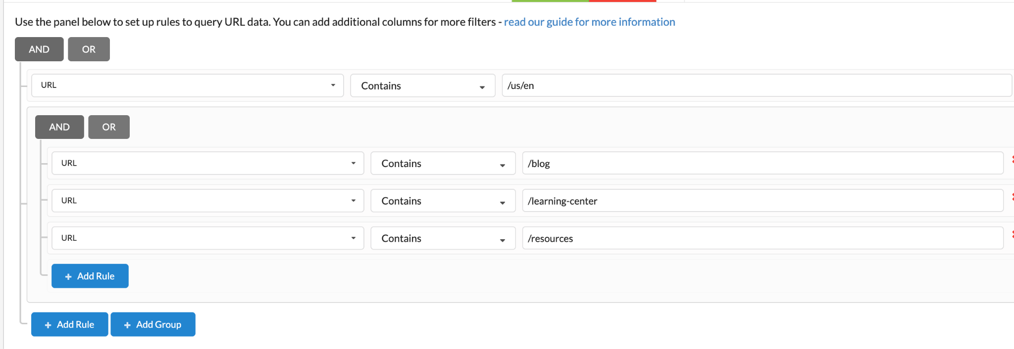 Advanced filter features in Sitebulb