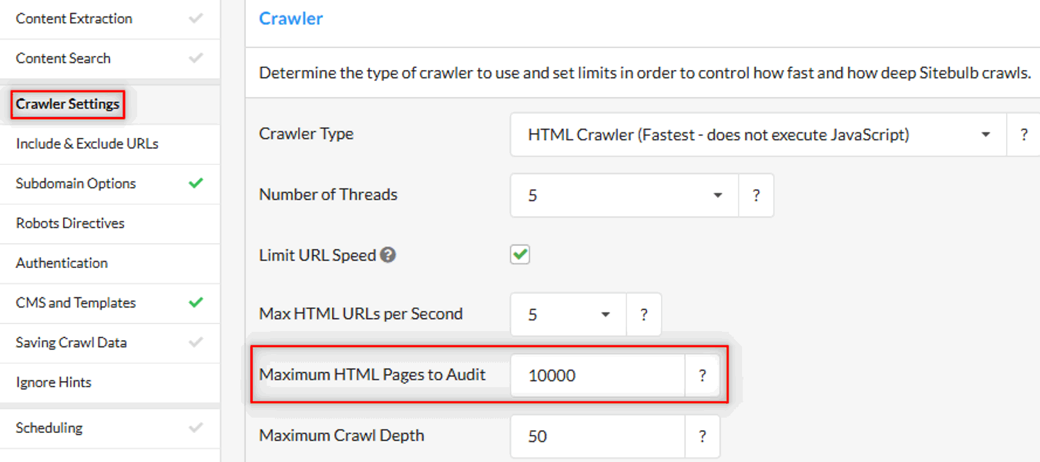Maximum Pages To Audit
