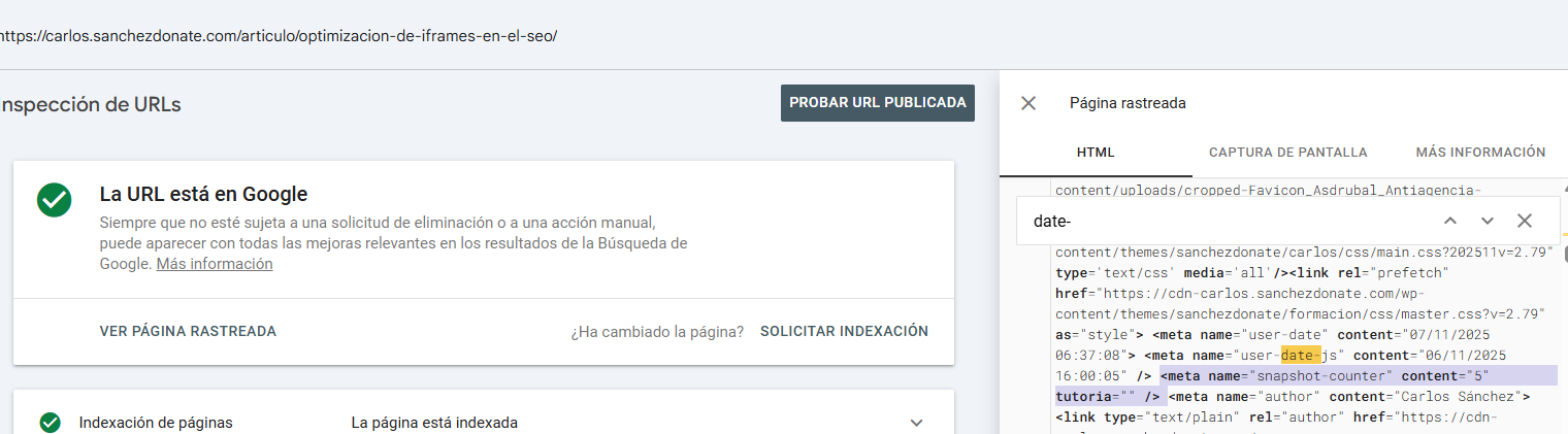 Snapshot counter metatag