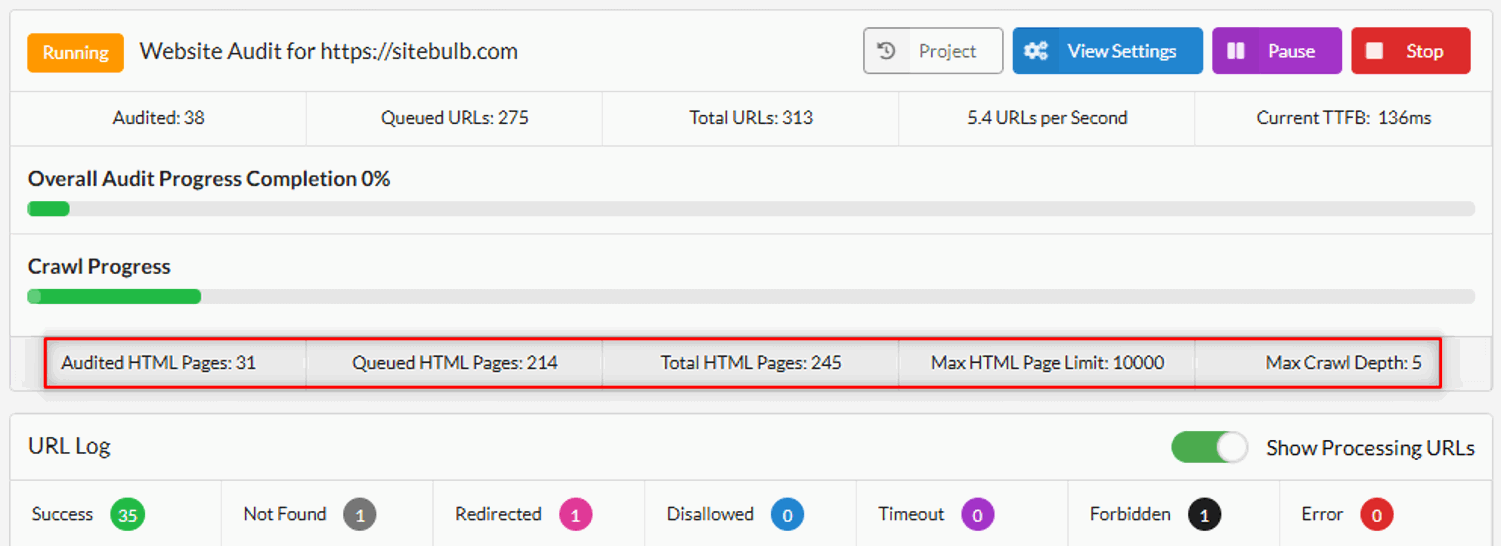 New Crawl Details Panel