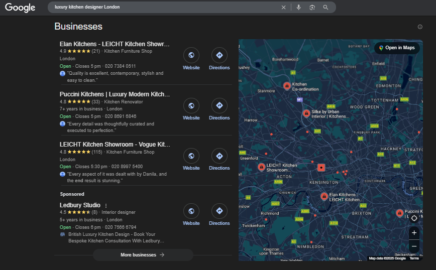 local business SERPs for 