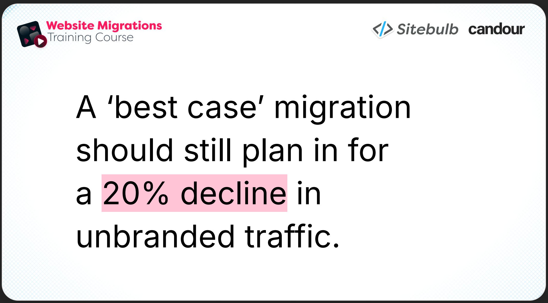 A best case migration should still plan for a 20% decline in unbranded traffic