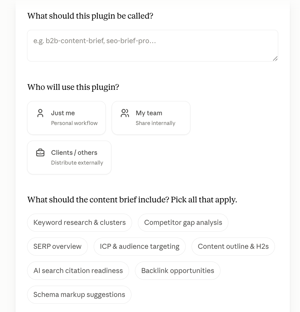 how to create a skill for a B2B content brief