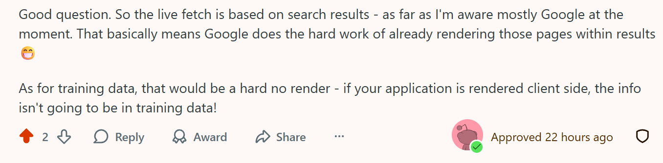 Good question. So the live fetch is based on search results - as far as I